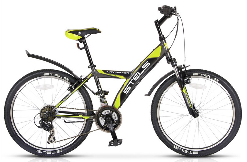 Велосипед 24' хардтейл STELS NAVIGATOR-410 серый/салатовый/черный, 18 ск., 15'