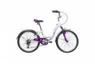 Велосипед 24' рама женская NOVATRACK BUTTERFLY белый-фиолетовый, 6-ск., 13' 24SH6V.BUTTERFLY.13VL9