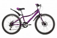 Велосипед 24' рама женская NOVATRACK ALICE диск, пурпурный, 6 ск., 12' 24SH6SD.ALICE.12PR2