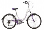Велосипед 20' хардтейл, рама женская NOVATRACK BUTTERFLY белый-фиолет., 6 ск., 20SH6V.BUTTERFLY.VL22