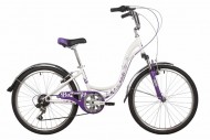 Велосипед 24' рама женская NOVATRACK BUTTERFLY белый-фиолетовый, 6 ск., 13' 24SH6V.BUTTERFLY.13VL22