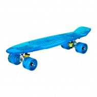 Скейтборд 22'*6', 60*45 мм PU , пластик, прозрачный синий 9932B
